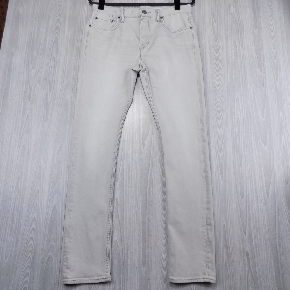 AllSaints Cigarette Jeans Mens 32 Light Gray Button Fly Slim Tapered Streetwear